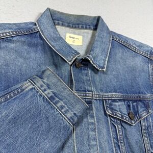 Gap 1969 Denim Trucker Jacket Mens Large Tall Blue Medium Wash Cotton Jean Coat